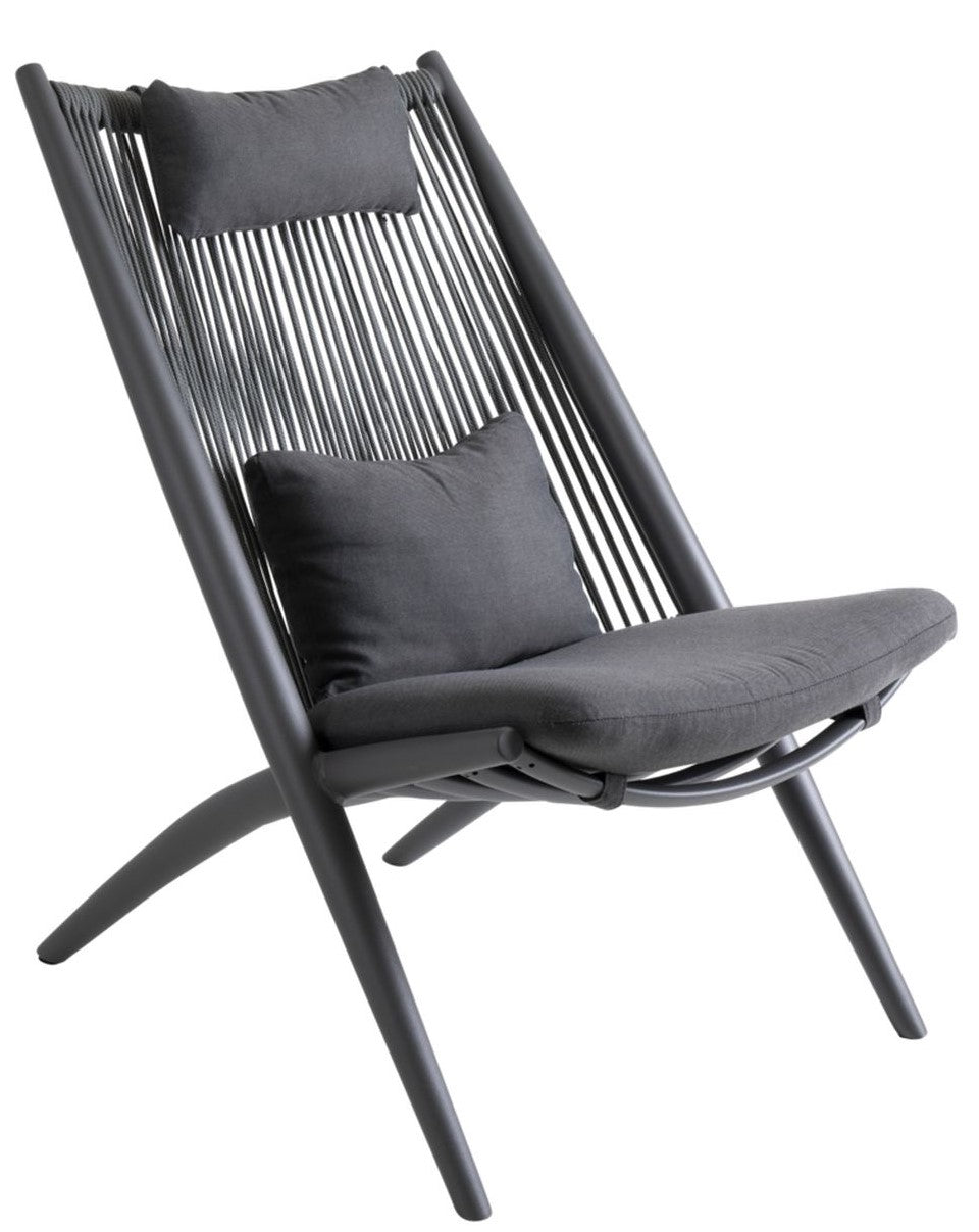 Chiavari Lounge Chair with Cushion, Anthracite/Gray