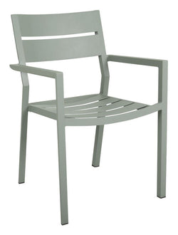 Delia Garden Chair w. arm, Green metal