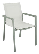 Delia Garden Chair w. arm, Green / off-white textiline