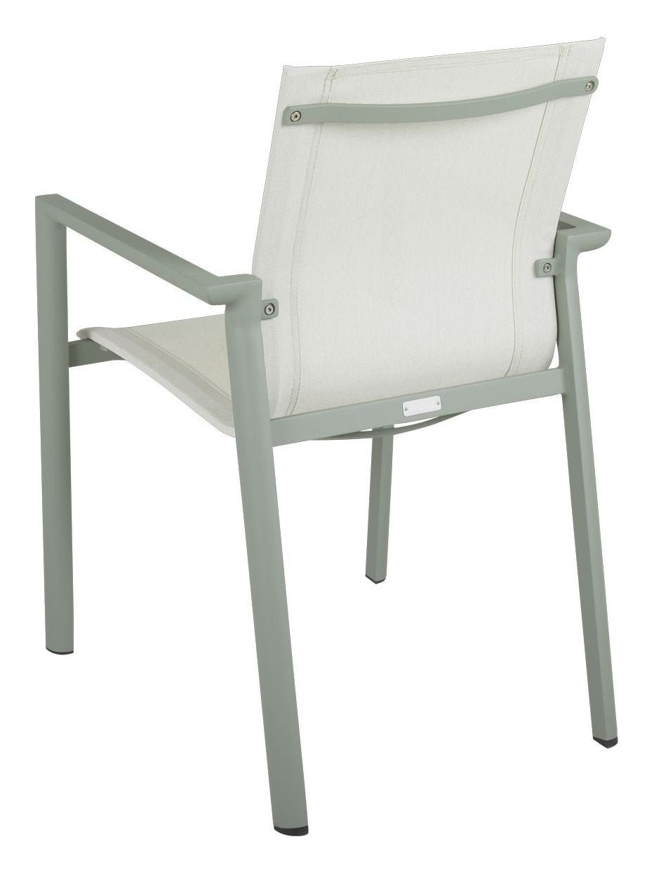 Delia Garden Chair w. arm, Green / off-white textiline