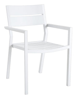 Delia Garden Chair w. arm, White metal