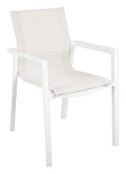 Delia Garden Chair w. arm, White / off-white textiline