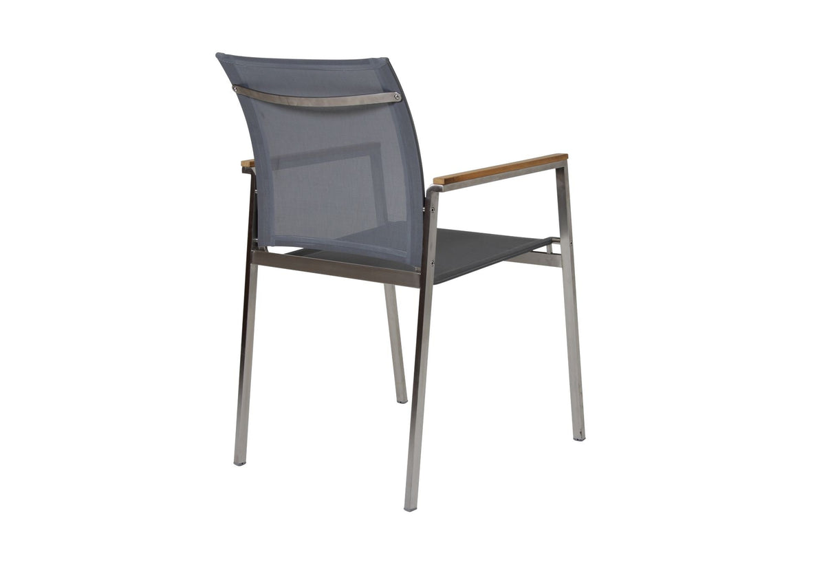 Hinton Garden Chair w. teak arm, Gray