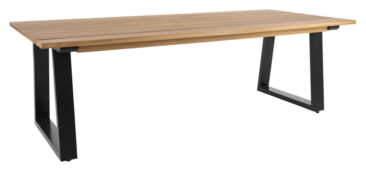 Laurion Garden Table, Teak w. black metal legs, 230x100