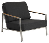 Brafab Naos Lounge Chair, Stainless Steel/Gray Black Cushion