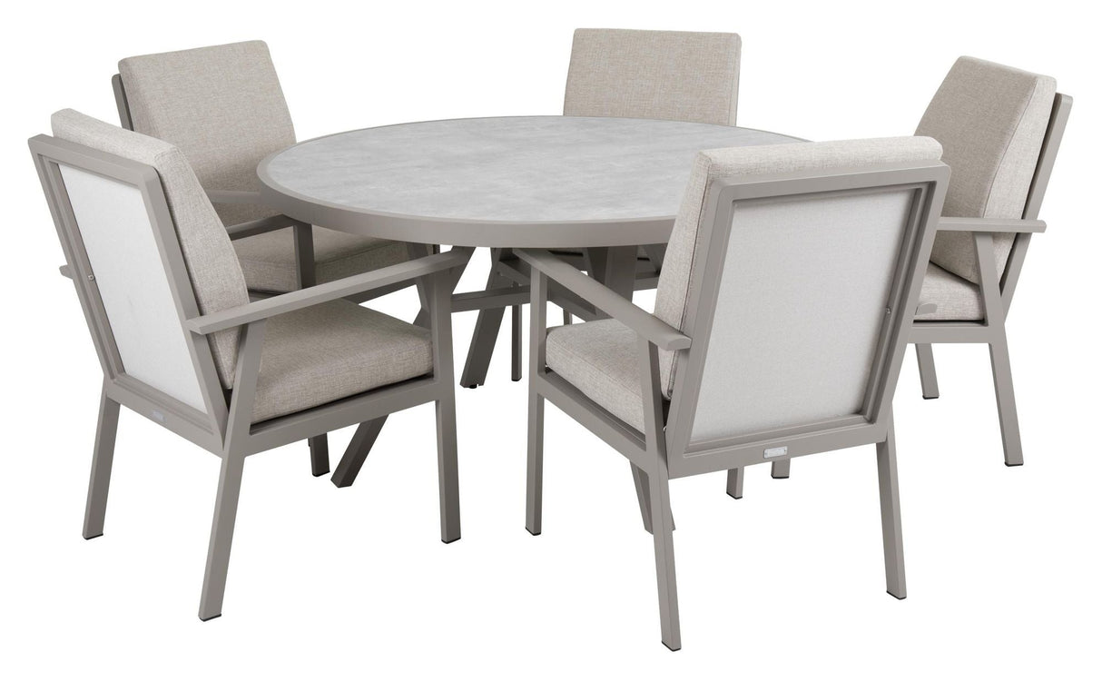 Brafab Samvaro Garden table with glass Ø140, Beige/Khaki