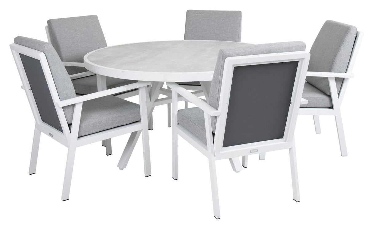 Brafab Samvaro Garden table with glass Ø140, White