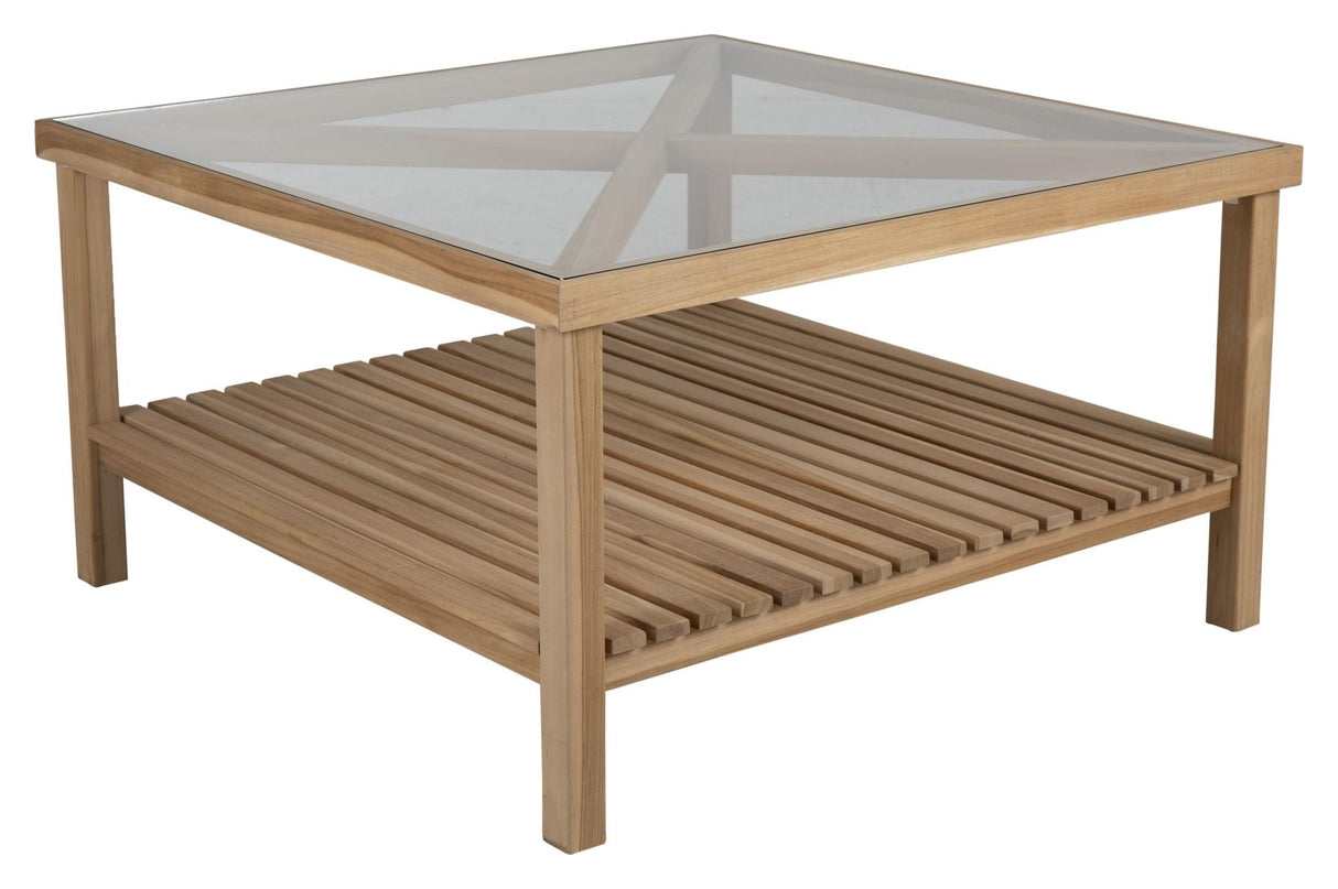 Warm lounge table with glass, 100x100