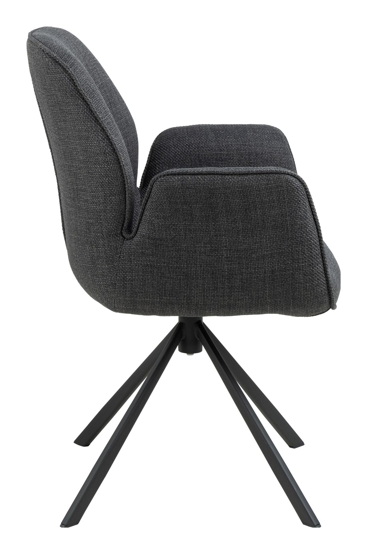 Boston Dining chair with armrests and turns, Gray fabric