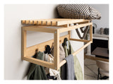 Bali Hat Shelf with Hanger Rod, Natural Bamboo, 80x30x29