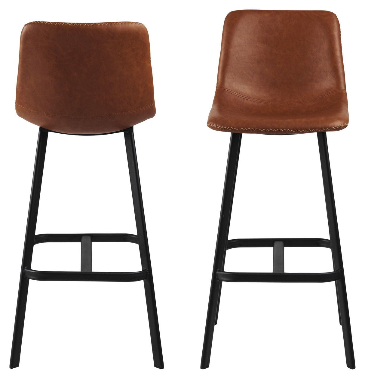 Carmel Bar Chair with retro Cognac leatherette/Black