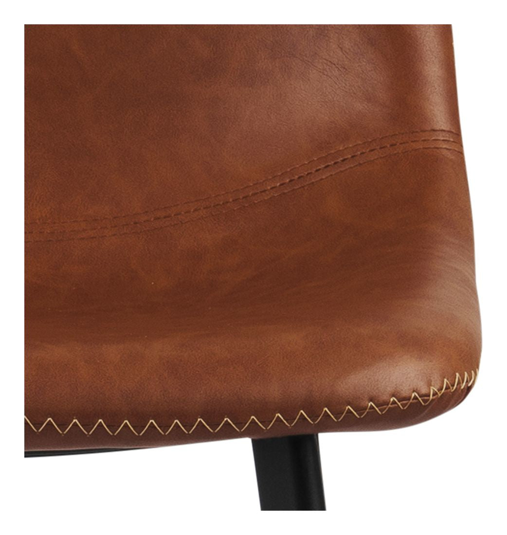 Carmel Bar Chair with retro Cognac leatherette/Black