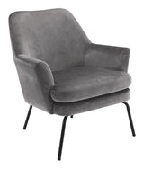 Chisa Lounge Chair, Dark Gray Velvet