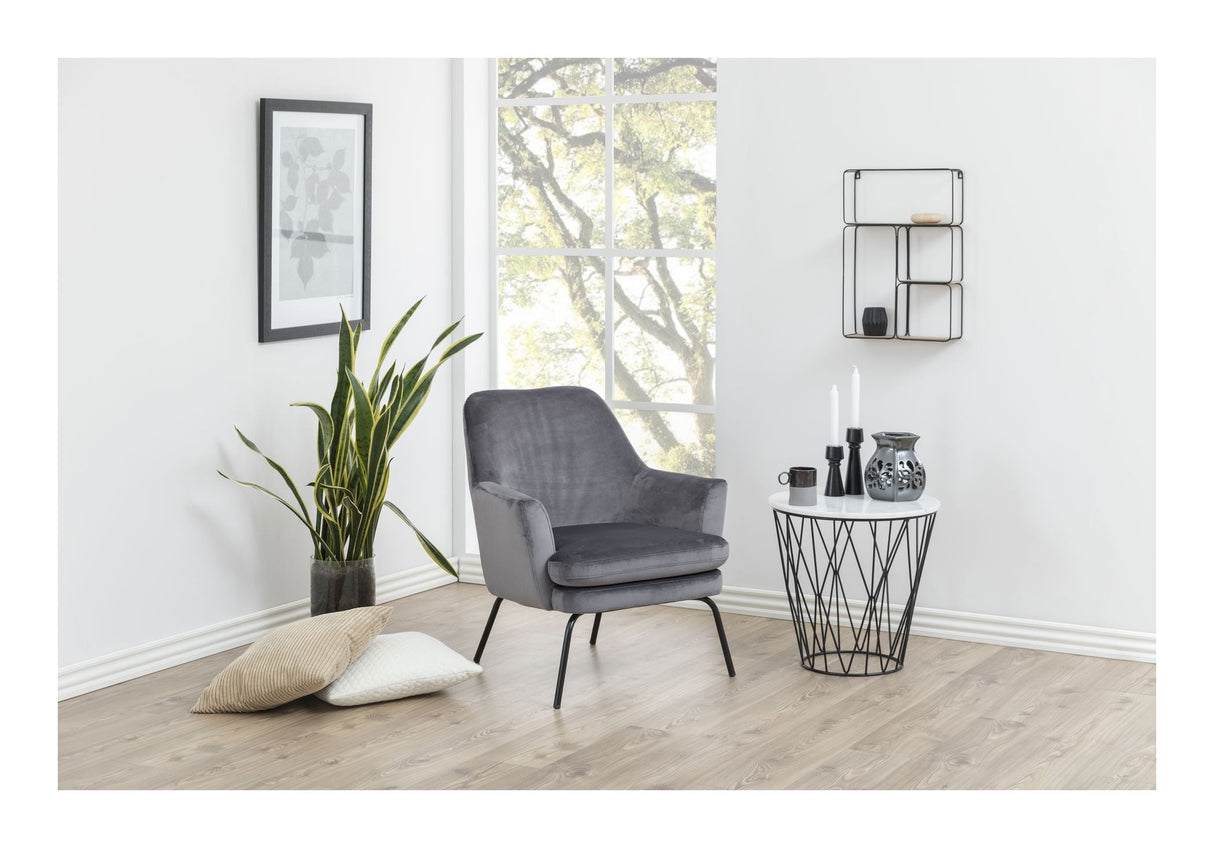 Chisa Lounge Chair, Dark Gray Velvet