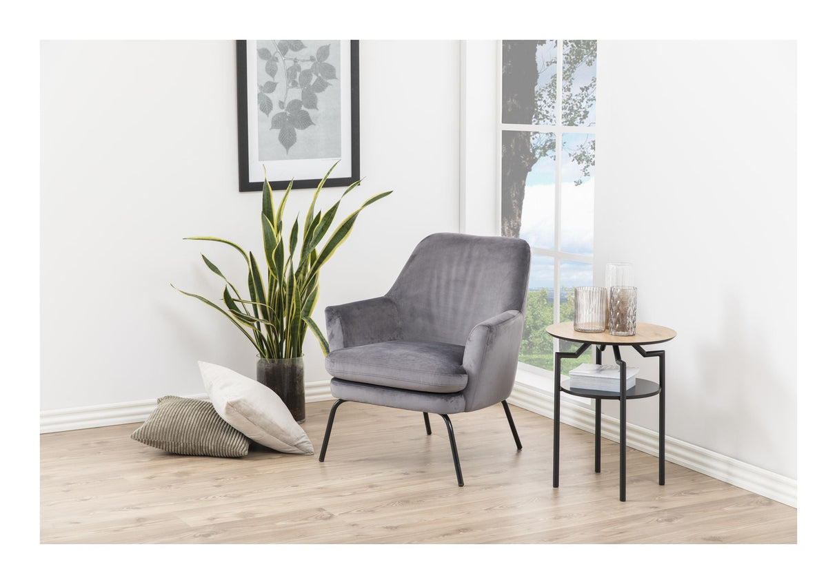 Chisa Lounge Chair, Dark Gray Velvet