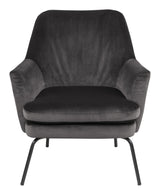 Chisa Lounge Chair, Dark Gray Velvet