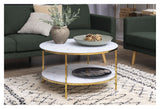 Filippa Coffee table, tempered glass, white marble look