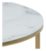 Filippa Coffee table, tempered glass, white marble look