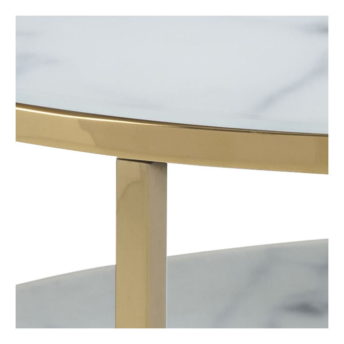 Filippa Coffee table, tempered glass, white marble look