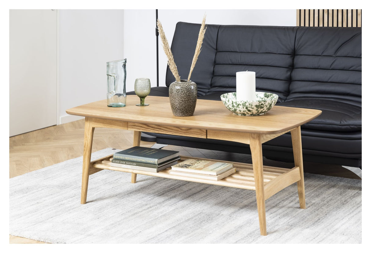 Janne Coffee table with drawer, Oak veneer, 130x70