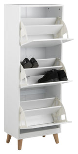 Liam Shoe Cabinet, White UV painted MDF with oak legs