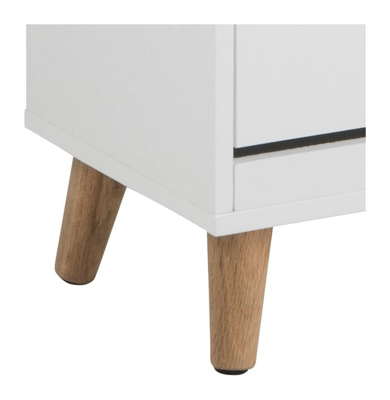 Liam Shoe Cabinet, White UV painted MDF with oak legs