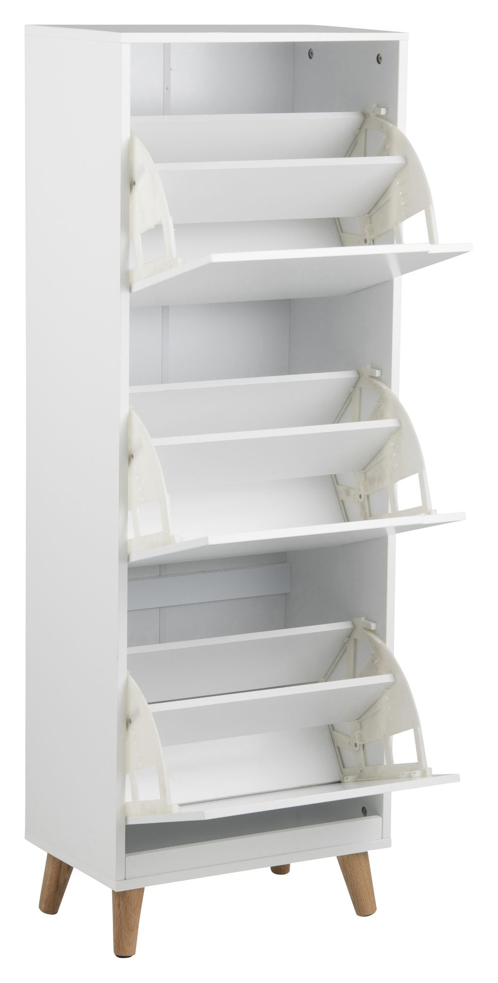 Liam Shoe Cabinet, White UV painted MDF with oak legs