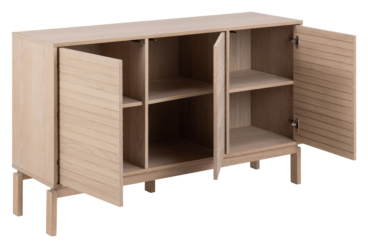 Cannes Sideboard with 3 doors and 3 shelves, White Pig oiled oak veneer