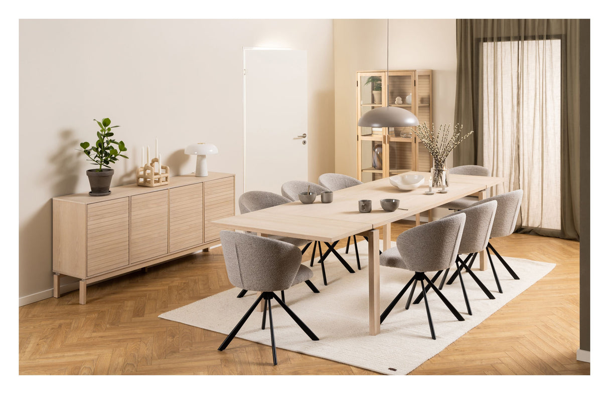 Cannes Dining table, White Pig. oiled oak veneer, 200x100x75