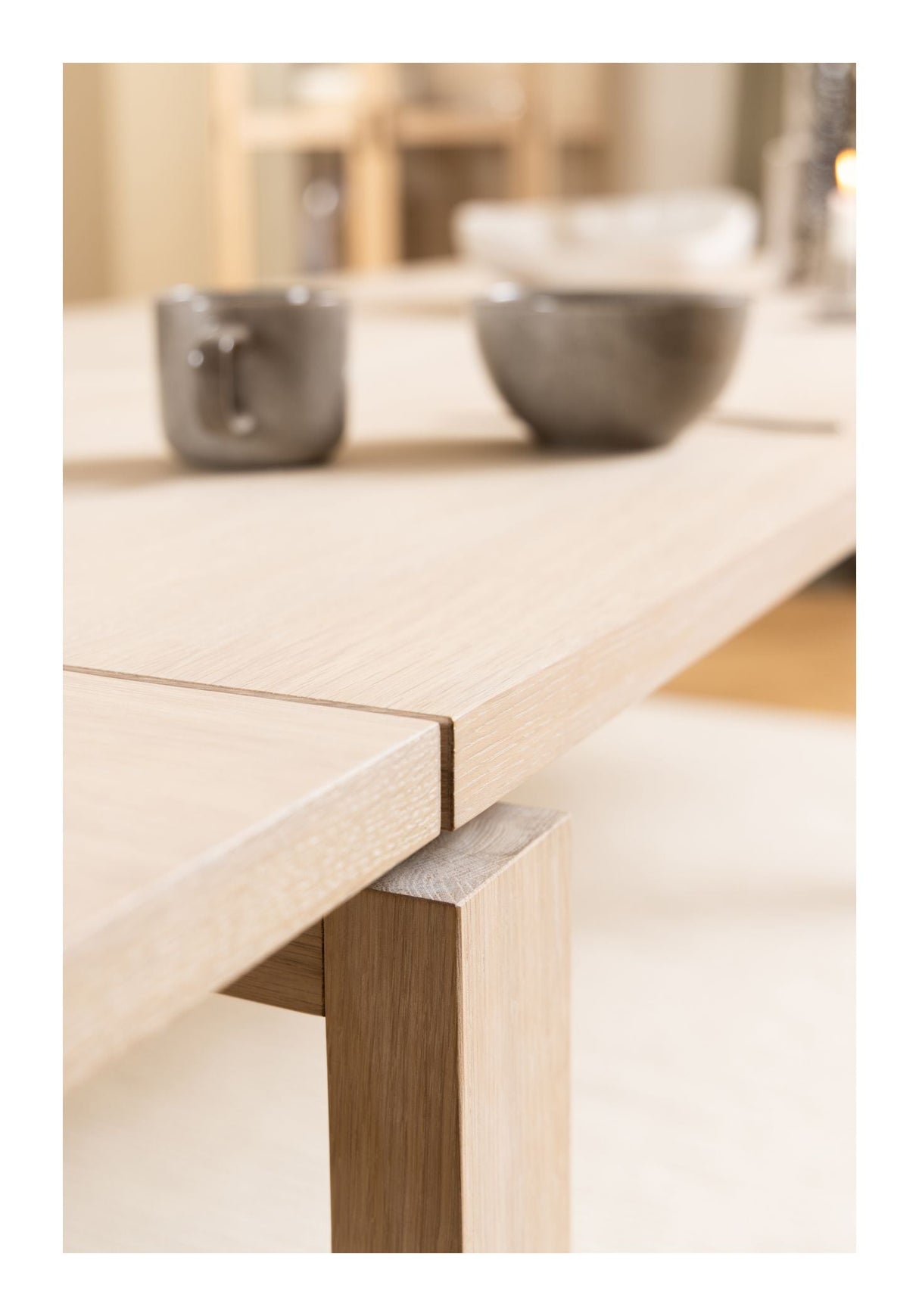 Cannes Dining table, White Pig. oiled oak veneer, 200x100x75