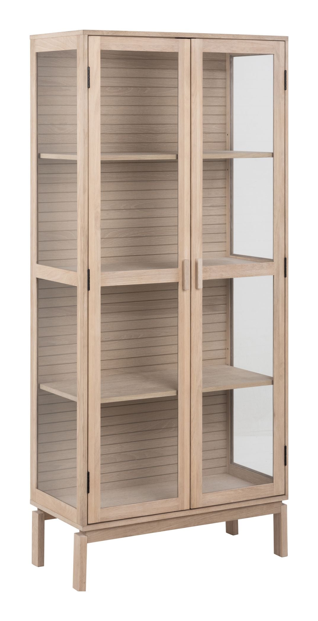 Cannes Vitrine cabinet with tempered glass, White Pig oiled oak veneer