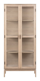 Cannes Vitrine cabinet with tempered glass, White Pig oiled oak veneer