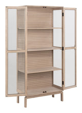 Cannes Vitrine cabinet with tempered glass, White Pig oiled oak veneer