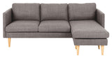 Milly 2-Pers. sofa with chaise longue, Brown fabric