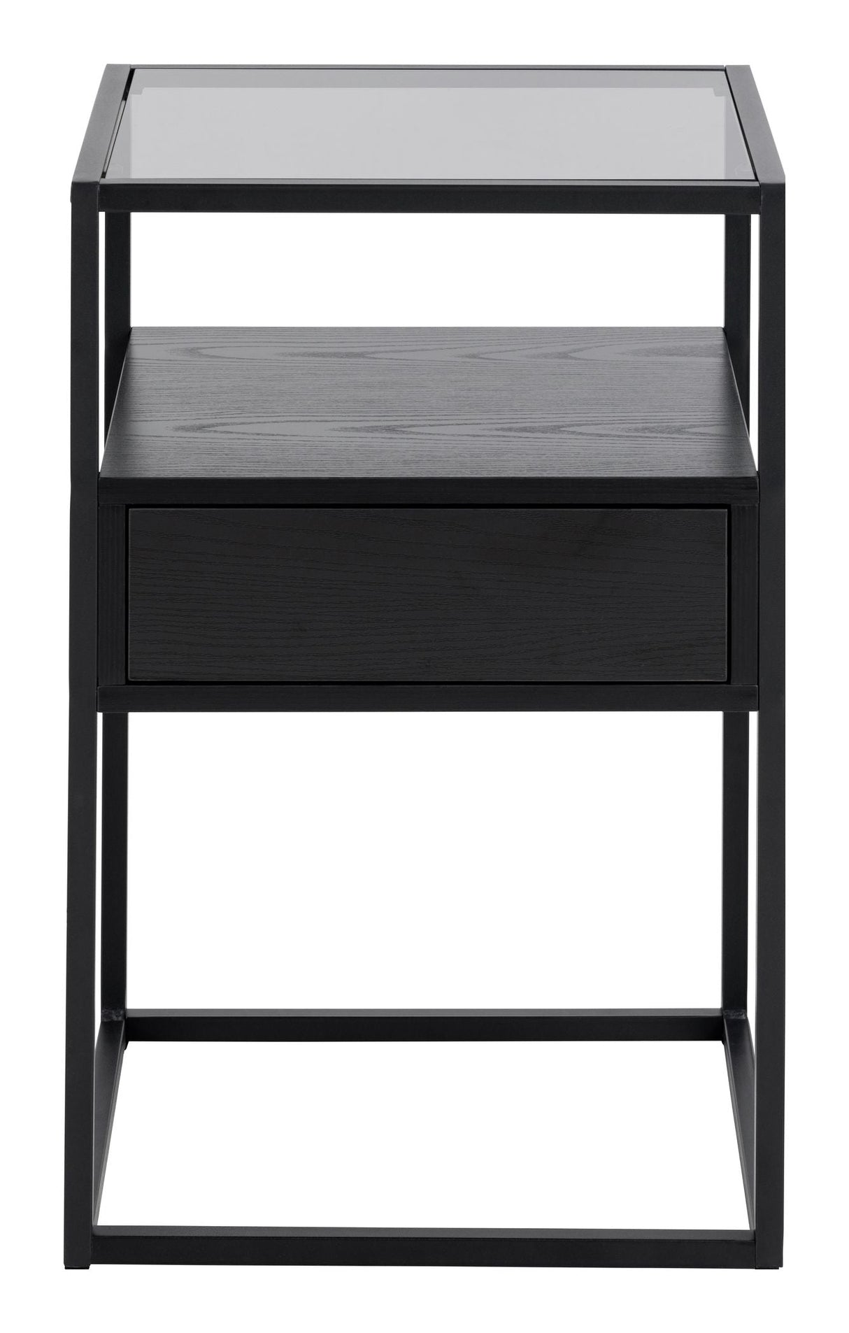 Randolf Bedside table, Gray glass