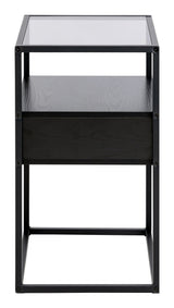 Randolf Bedside table, Gray glass