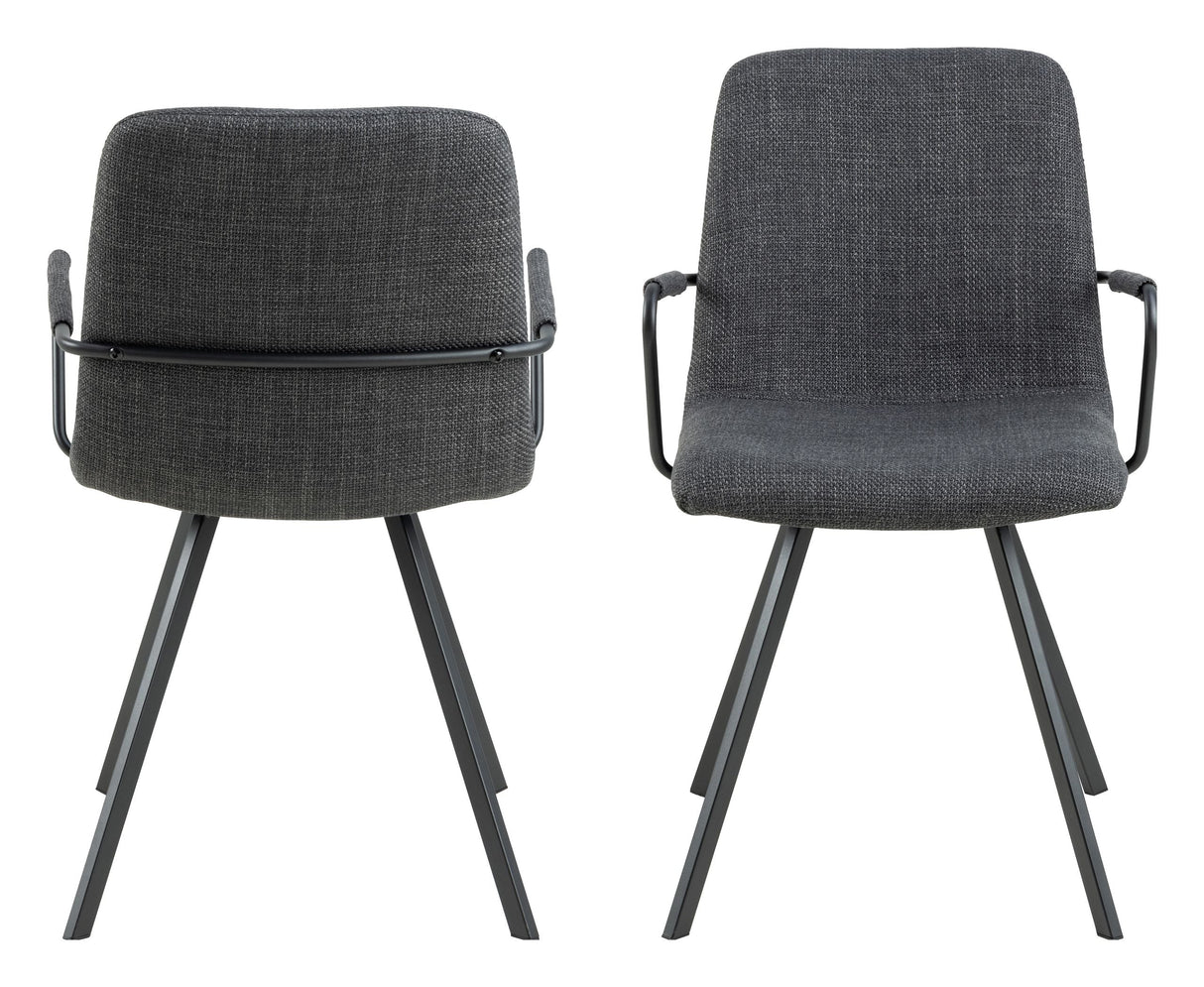 Selina Dining chair with armrests, Gray fabric