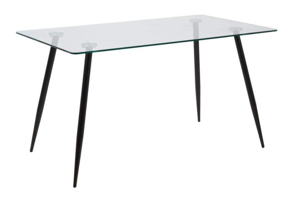 Selma Dining table, Glass with black metal legs