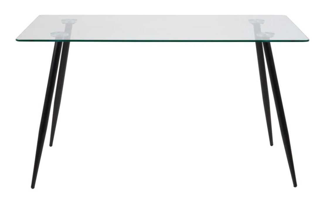 Selma Dining table, Glass with black metal legs