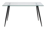 Selma Dining table, Glass with black metal legs