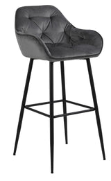 Brooke Bar Chair, Dark Gray Velvet