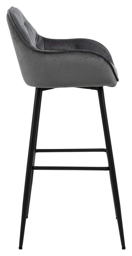 Brooke Bar Chair, Dark Gray Velvet