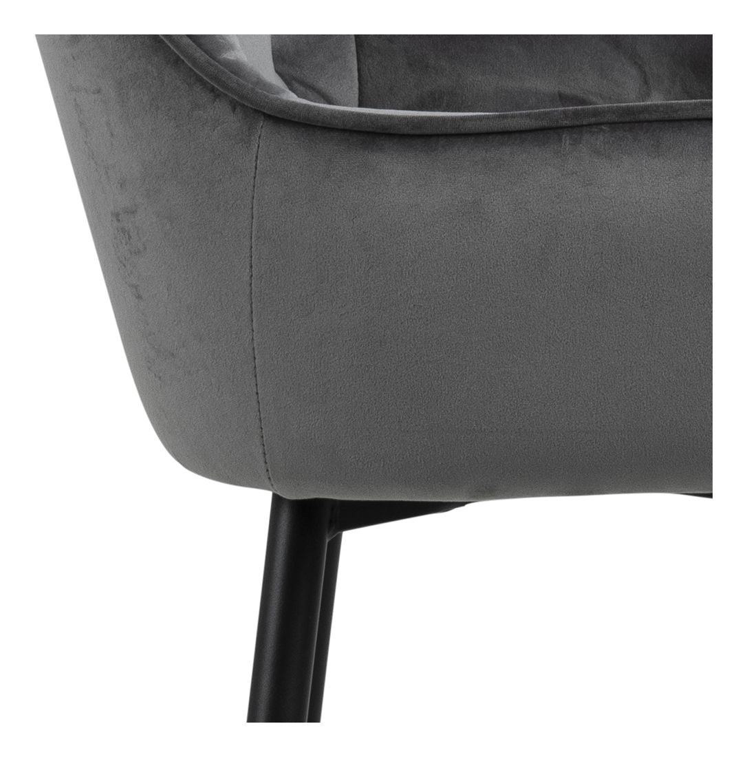 Brooke Bar Chair, Dark Gray Velvet