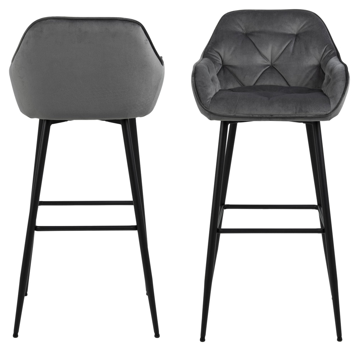 Brooke Bar Chair, Dark Gray Velvet