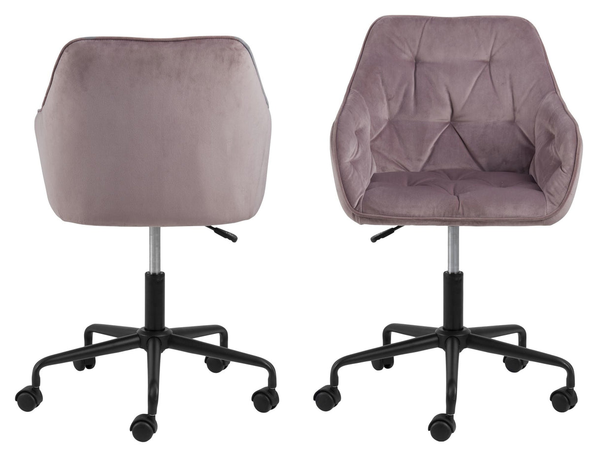 Brooke Office Chair, Dusty rose velvet/Mat black