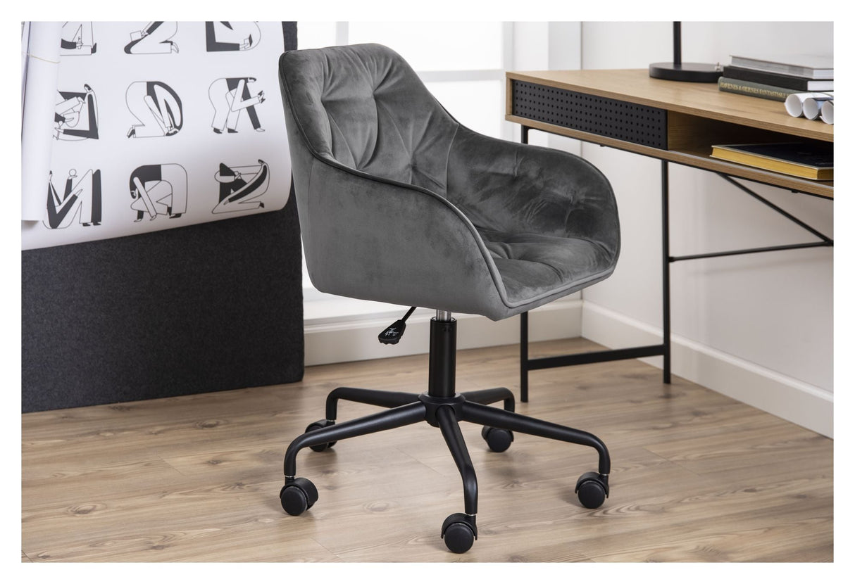 Brooke Office Chair, Dark Gray Velvet/Matte Black