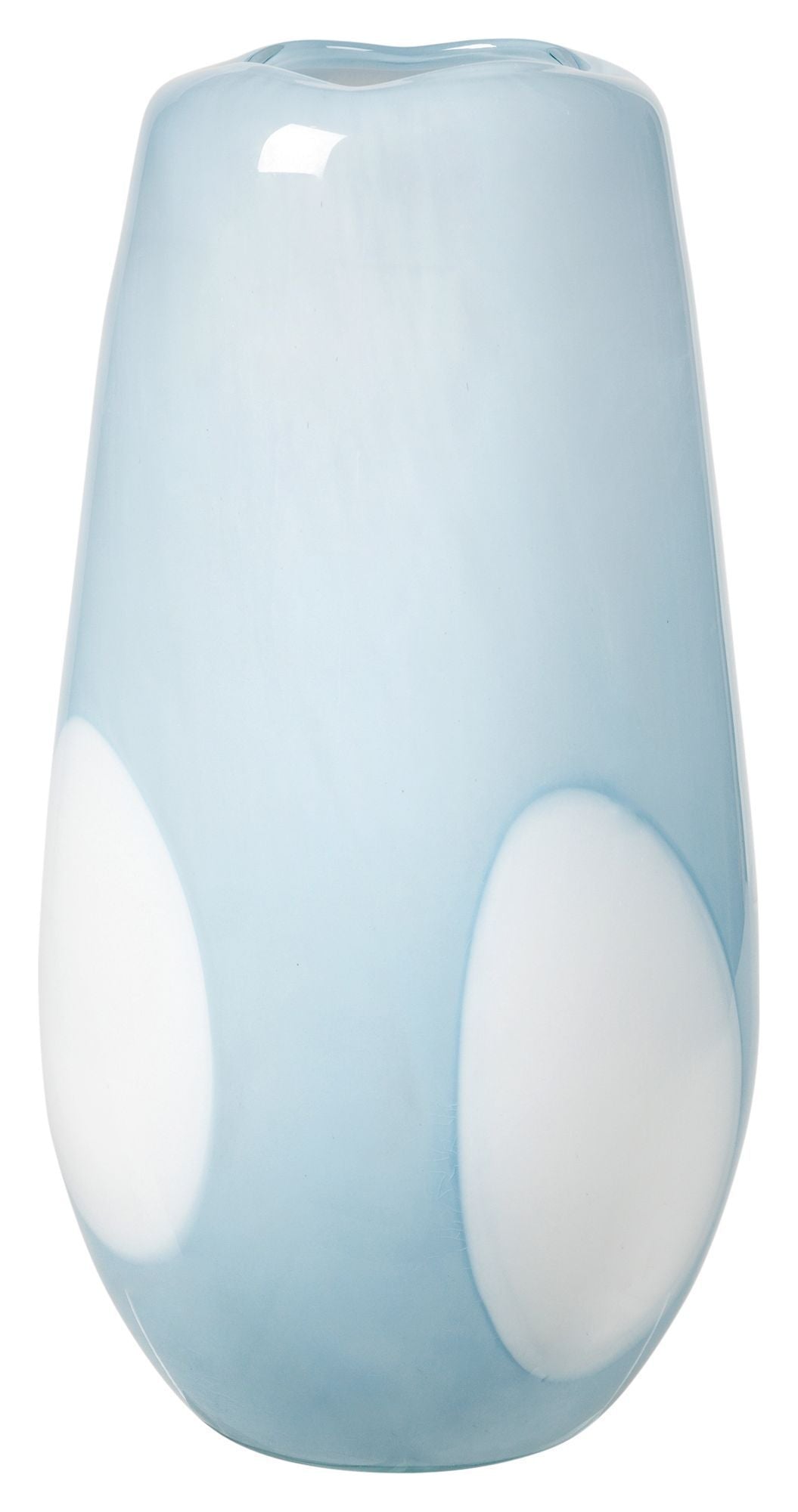 Ada Dot Mouth Blown Glass Vase, Light Blue