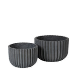 Fiber Flowerpot Low s/2 - Charcoal