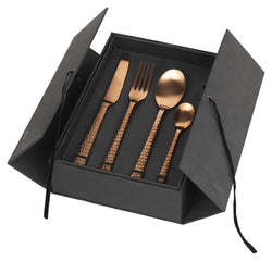 Hune Cutlery Set 16 pieces, Hammered Copper