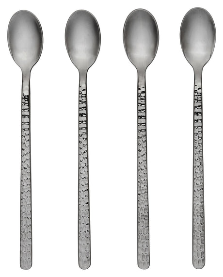 Hune Latte Spoons Set/4 Brushed Satin, Hammered